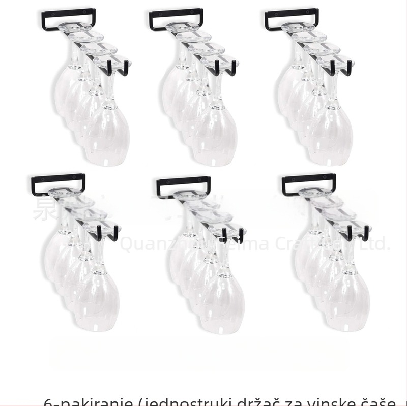 Amazon prekogranični držač za čaše za crno vino za kućanstvo, viseći držač za čaše, jednostavan obrnuti viseći držač za čaše s jednim redom