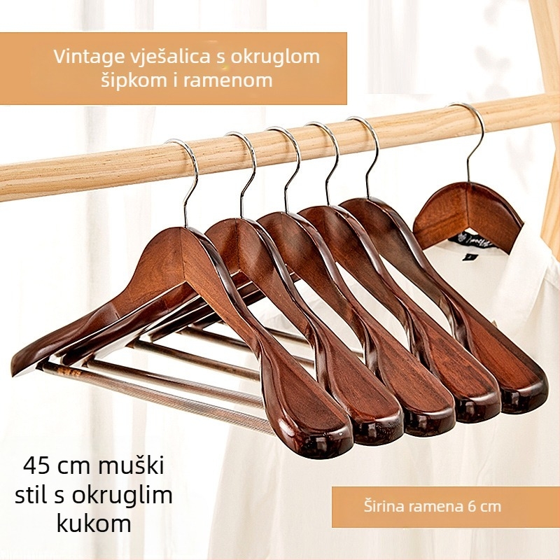 93 masivna drvena vješalica za odijela i kapute, široka ramena, bez tragova