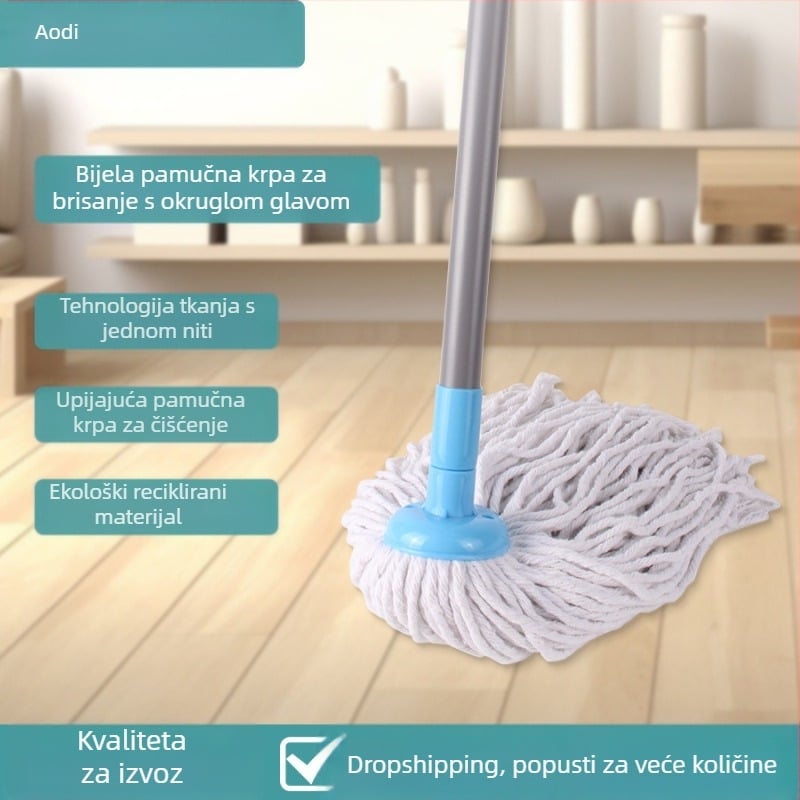Australski poliesterski pamučni mop, koji se ne pere ručno, mokri i suhi, kućanski, okrugli upijajući mop, drveni mop za pod, staromodni mop