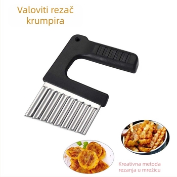 Rezač krumpira od nehrđajućeg čelika, valoviti rezač krumpira, kuhinjski rezač rezanaca, kreativni rezač krumpira, pomfrita
