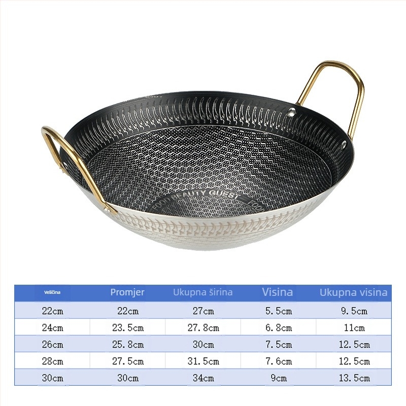 Tvornica izravno od nehrđajućeg čelika s neprianjajućim slojem, zadebljana struktura saća, mali vrući lonac, suhi lonac, kućanski restoran, komercijalni lonac, bar Ding