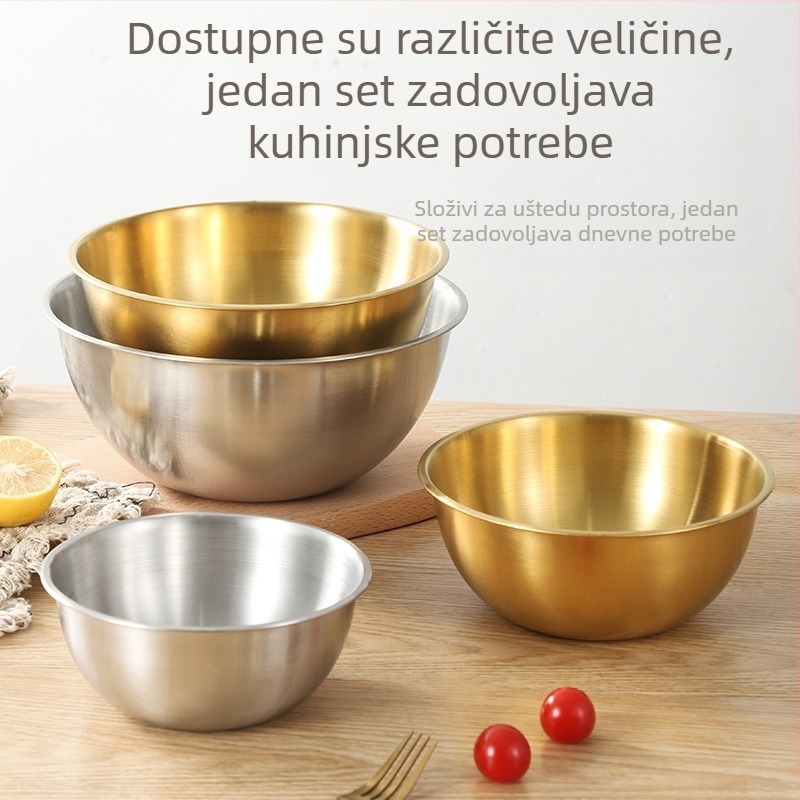 Zdjela za korejsku salatu od nehrđajućeg čelika, zdjela za jaja s vagom za pečenje i zdjela za kućanstvo, zdjela za hladno miješanje, zdjela za hladne rezance