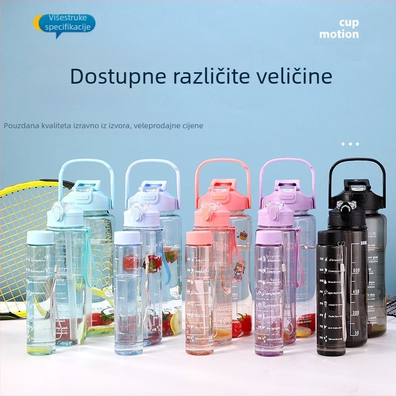 Prekogranična sportska šalica za vodu, ljetna šalica velikog kapaciteta, set od tri dijela, šalica za čajnik sa slamkom, svemirska šalica, plastična šalica na veliko