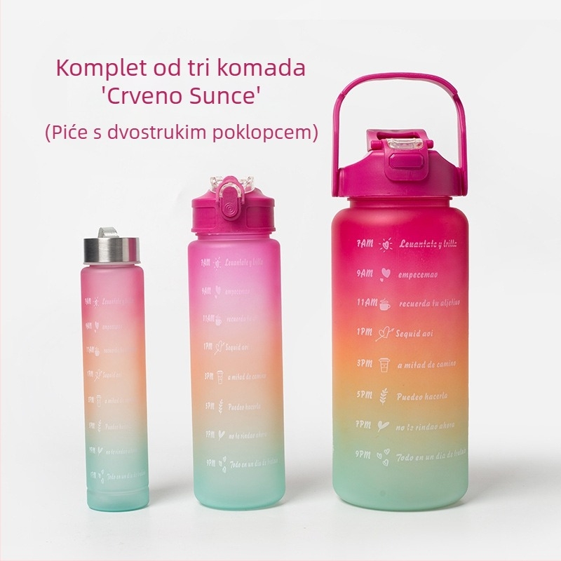 Prekogranična sportska šalica za vodu, ljetna šalica velikog kapaciteta, set od tri dijela, šalica za čajnik sa slamkom, svemirska šalica, plastična šalica na veliko