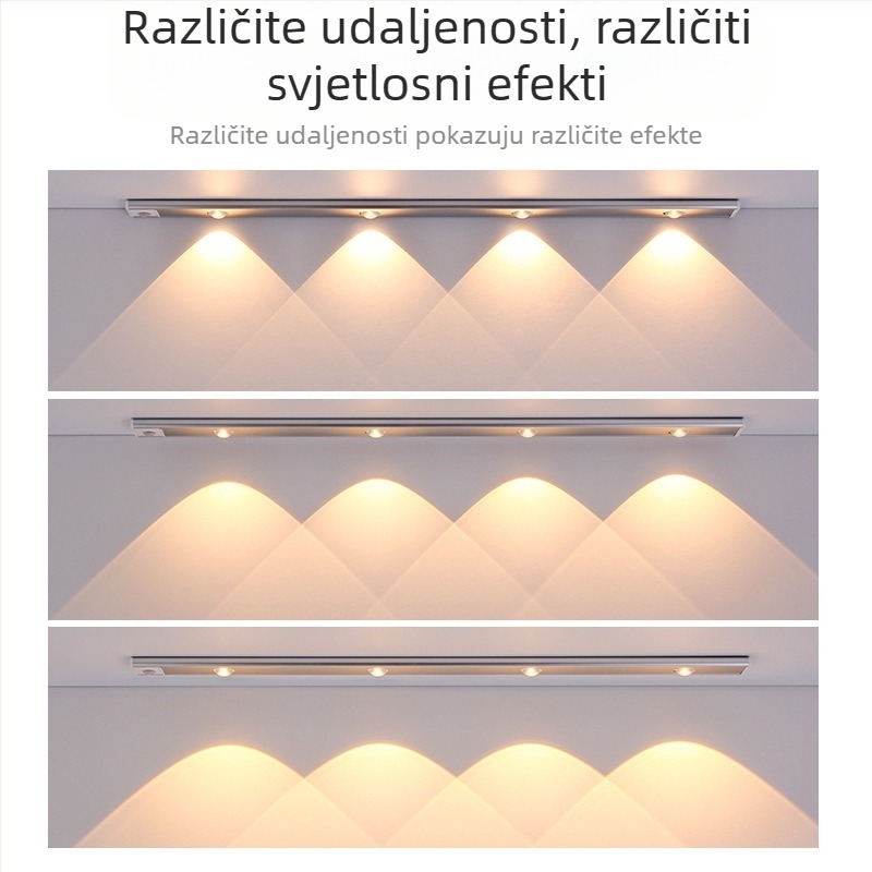 Pametna LED svjetlosna traka sa senzorom ljudskog tijela, punjiva samoljepljiva svjetlosna traka za ormar, vinski ormarić, prijenosna svjetlosna traka