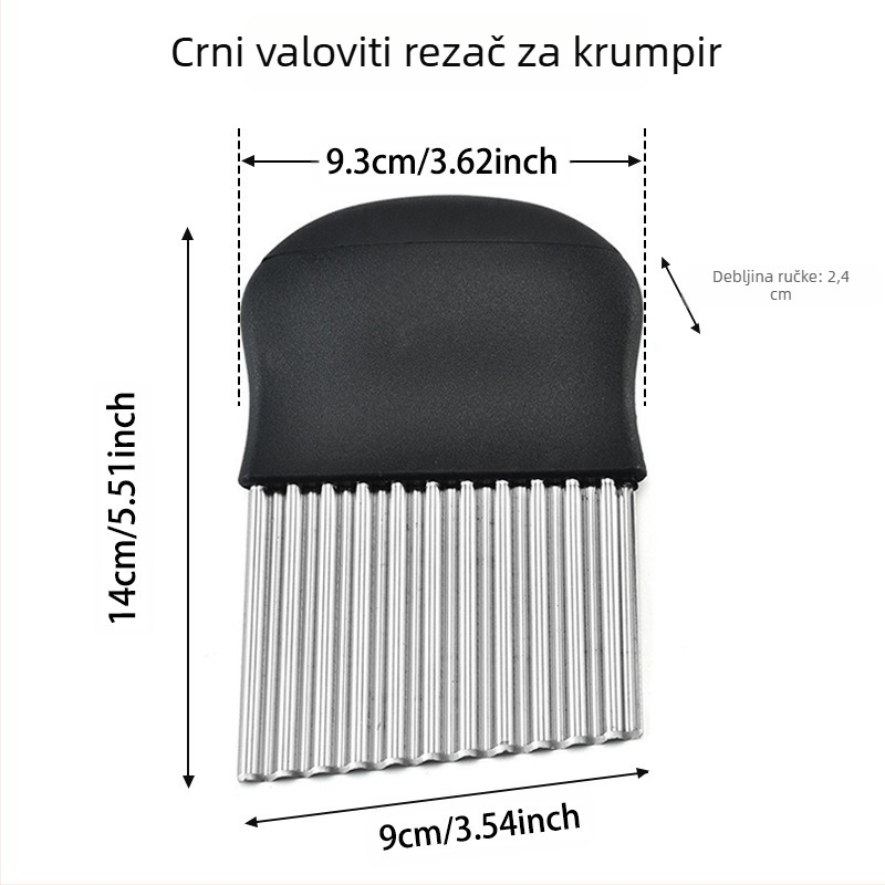Rezač krumpira od valovitog nehrđajućeg čelika 430, zadebljani, valoviti nož, nazubljeni nož za rezanje pomfrita, kuhinjski alat