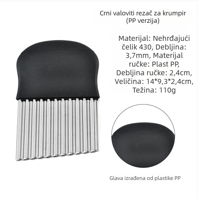 Rezač krumpira od valovitog nehrđajućeg čelika 430, zadebljani, valoviti nož, nazubljeni nož za rezanje pomfrita, kuhinjski alat
