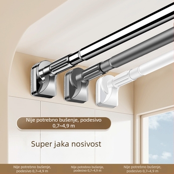 Teleskopska šipka za sušenje za balkon bez bušenja, kućna zavjesa, pričvršćivanje cijevi od nehrđajućeg čelika, jedna hladna zaštita od odjeće