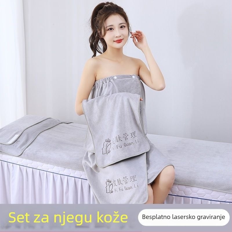 Ručnik za kozmetički salon od mikrovlakana s logotipom po narudžbi, marama za glavu bez dlačica i čičak, set od tri dijela