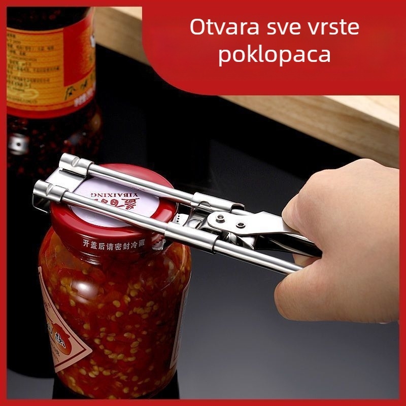 Rotirajući ručni podesivi višenamjenski otvarač za konzerve s neklizajućim čepom za boce