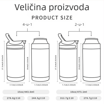 Prijenosna dječja termosica od 4 u 1, limenka Coca-Cole od nehrđajućeg čelika 304, od 16 oz, s dodatkom šalice za kavu