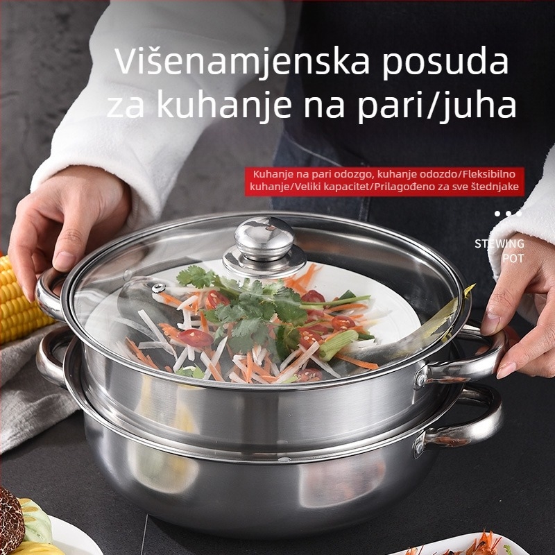 Veleprodaja nehrđajućeg čelika binauralni parni lonac zadebljani dvostruki sloj juhe parni lonac kućanski vrući lonac oglašavanje poklon lonac prilagođeni logotip