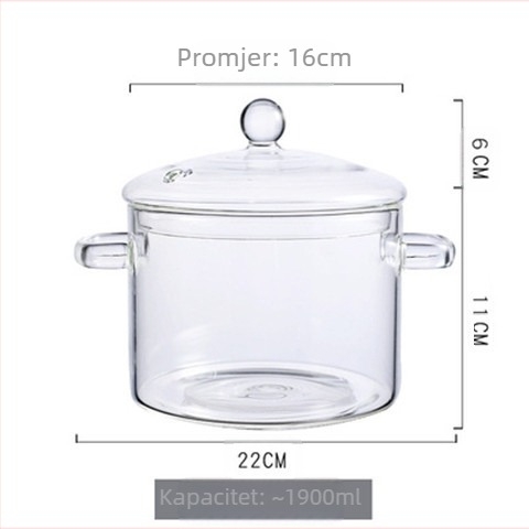 Lonac od borosilikatnog stakla, pogodan za električne keramičke štednjake, zdjelu za rezance s dvostrukom ručkom, lonac za juhu, lonac za kuhanje, emajlirani lonac