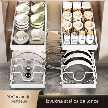 Stalak za poklopce kuhinjskih lonaca, podesivi stalak za lonce, radni ormarić, tanjur za suđe, izvlačni stalak za odlaganje
