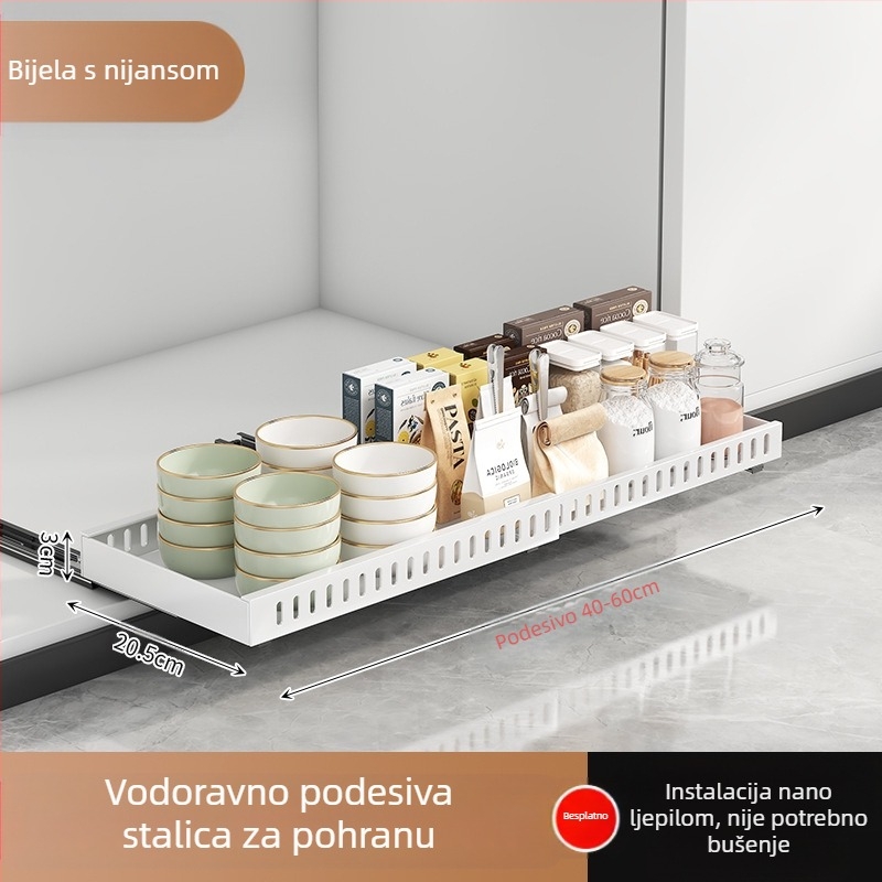 Stalak za poklopce kuhinjskih lonaca, podesivi stalak za lonce, radni ormarić, tanjur za suđe, izvlačni stalak za odlaganje
