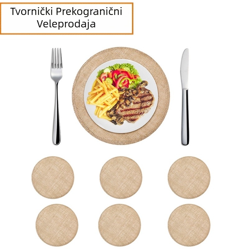 Tvornica veleprodaje prekograničnih pastoralnih vjetrova od grube konoplje, okruglih podmetača za čaše za restoran, banket, vjenčanje, uređenje doma