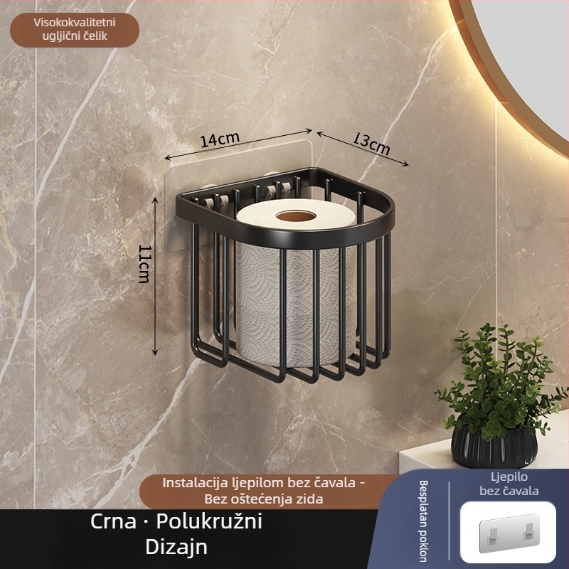 Stalak za pohranu toaletnog papira bez bušilica, kutija za toaletni papir s izvlačivim okvirom, stalak za toaletni papir s mrežastom košarom