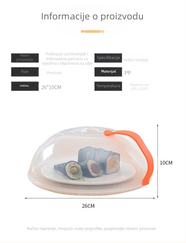 Poklopac za mikrovalnu pećnicu otporan na ulje s ručkom, poklopac za održavanje svježine prehrambene kvalitete otporan na prskanje i visoke temperature, poseban prozirni poklopac za vruće posuđe za zagrijavanje