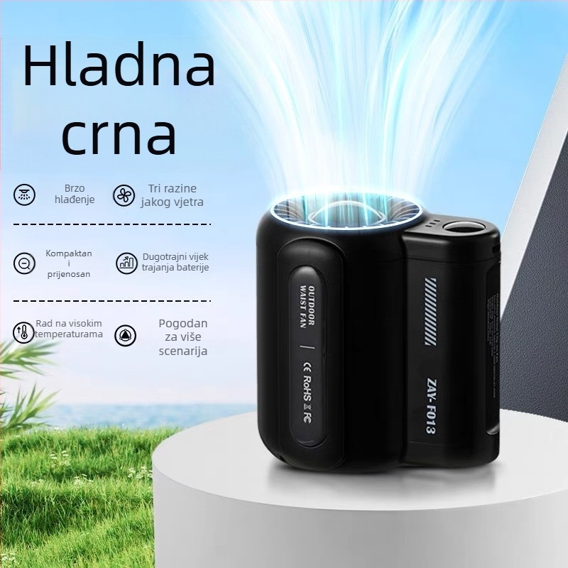 Viseći ventilator za struk na otvorenom za gradilište, USB punjenje, ekspresna dostava, super vjetar, viseći ventilator za vrat s punim poklopcem