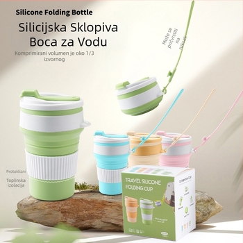 Prijenosna silikonska sklopiva šalica za vodu, šalica za kampiranje na otvorenom, šalica za sok, šalica za kavu u uredu, teleskopska šalica, šalica za ispiranje usta