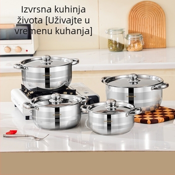 Prekogranični vrući set od nehrđajućeg čelika za juhu, kombinirani set od osam dijelova, zadebljano kompozitno dno