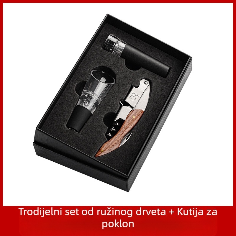 Otvarač za boce vina od nehrđajućeg čelika, nož Seahorse, višenamjenski otvarač za vino od punog drva, otvarač za vino s LOGOM natpisom