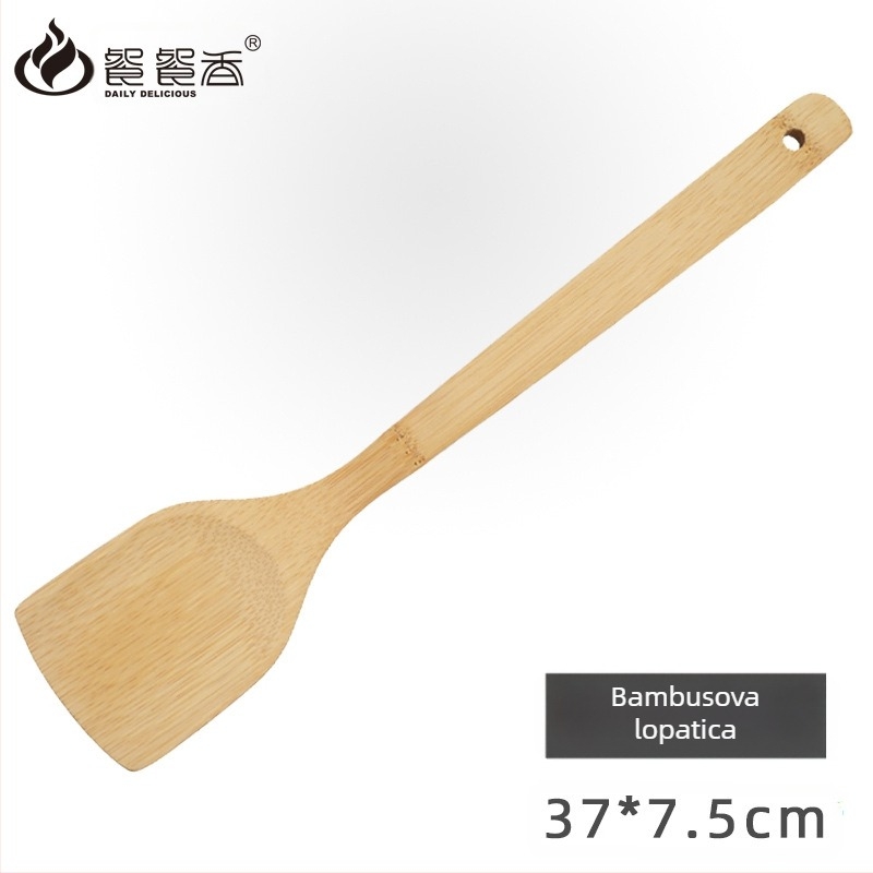 Tvornica Izravna prodaja Bambusova lopatica Kućanska lopatica za kuhanje Otporna na visoke temperature Bez boje Lopatica s dugom drškom od bambusa Kuhinjski pribor Runjianghu