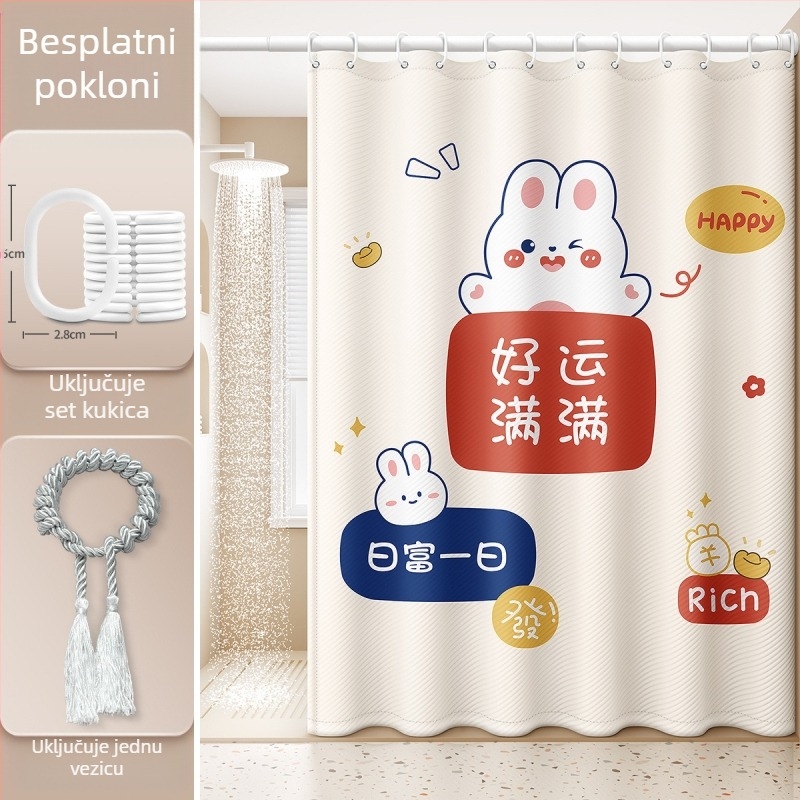 Zavjesa za tuširanje u kupaonici, vodootporna i otporna na plijesan, tkanina, pregrada za kupaonicu, WC, tuš kabina, vodena zavjesa, vrhunska zavjesa za kupanje