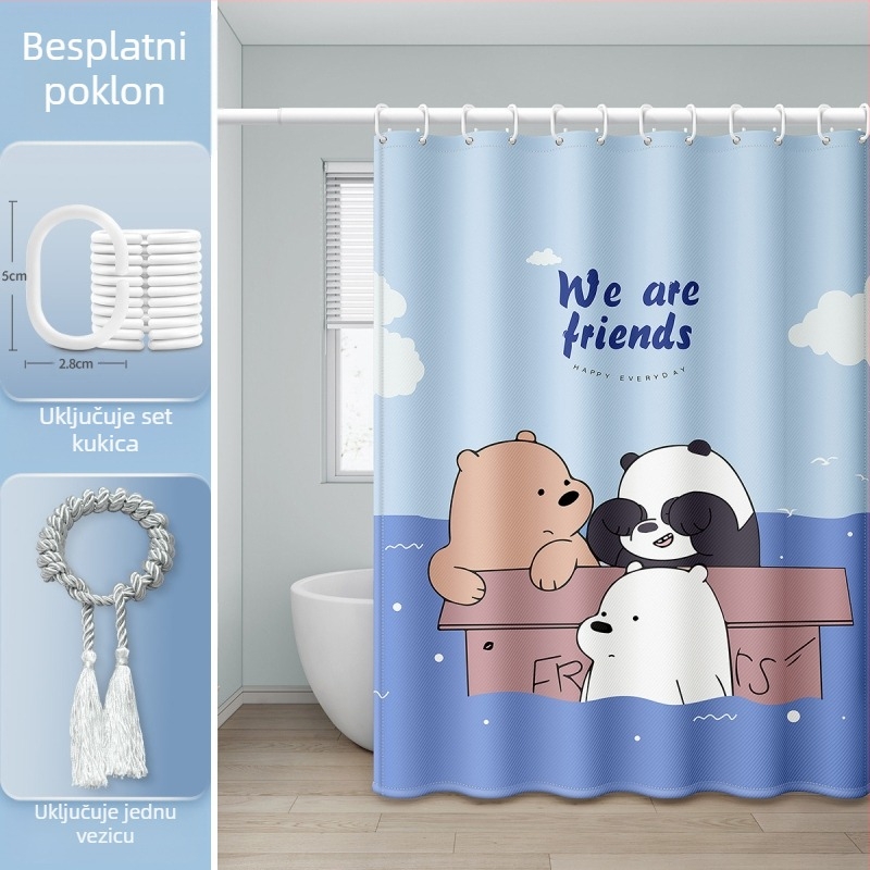 Zavjesa za tuširanje u kupaonici, vodootporna i otporna na plijesan, tkanina, pregrada za kupaonicu, WC, tuš kabina, vodena zavjesa, vrhunska zavjesa za kupanje