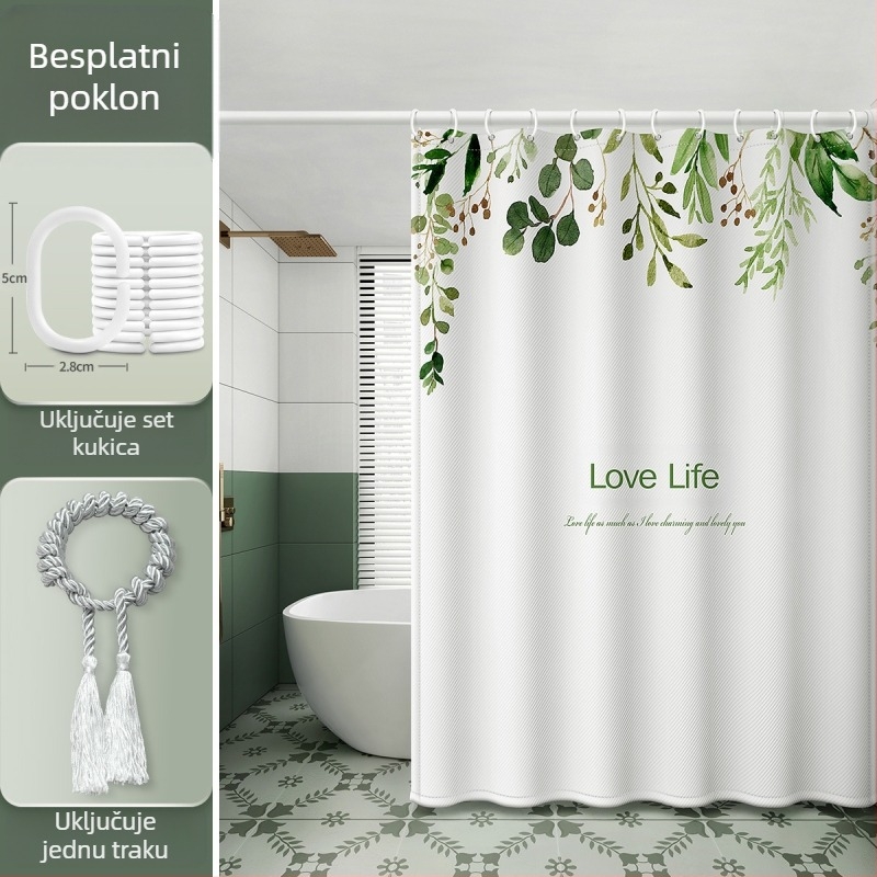 Zavjesa za tuširanje u kupaonici, vodootporna i otporna na plijesan, tkanina, pregrada za kupaonicu, WC, tuš kabina, vodena zavjesa, vrhunska zavjesa za kupanje