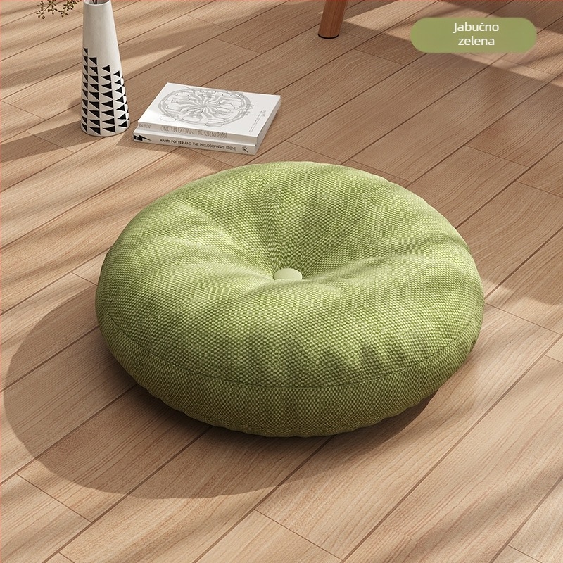 Laneni futon jastuk od debele okrugle tkanine, balkonski tatami jastuk u japanskom stilu, jastuk za jogu, podni jastuk za prozor u zaljevu