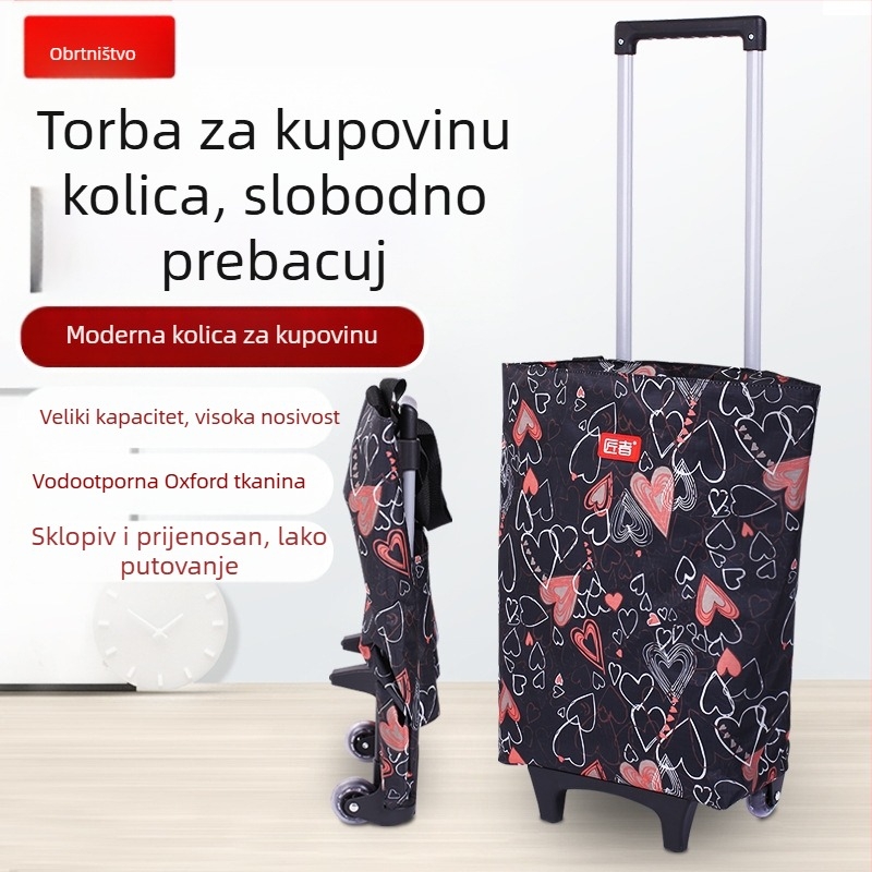 Kolica s kotačima, torba za kupovinu u supermarketu, torba za kupovinu namirnica, platnena torba, kolica za kupovinu, prijenosna kolica velikog kapaciteta, prekogranična