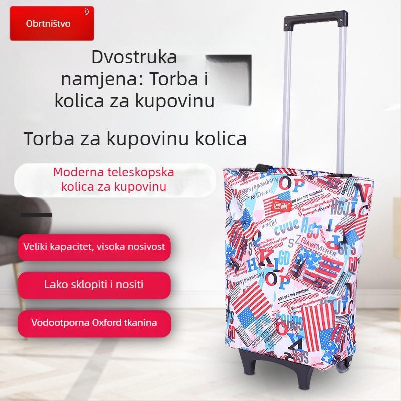 Kolica s kotačima, torba za kupovinu u supermarketu, torba za kupovinu namirnica, platnena torba, kolica za kupovinu, prijenosna kolica velikog kapaciteta, prekogranična