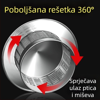 Poklopac za krovnu ispušnu cijev, kapa od nehrđajućeg čelika za kišu, otporna na ptice i miševe, PVC ispušni otvor, prozračna kapa za dimnjak, kišobran