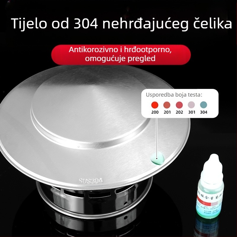 Poklopac za krovnu ispušnu cijev, kapa od nehrđajućeg čelika za kišu, otporna na ptice i miševe, PVC ispušni otvor, prozračna kapa za dimnjak, kišobran