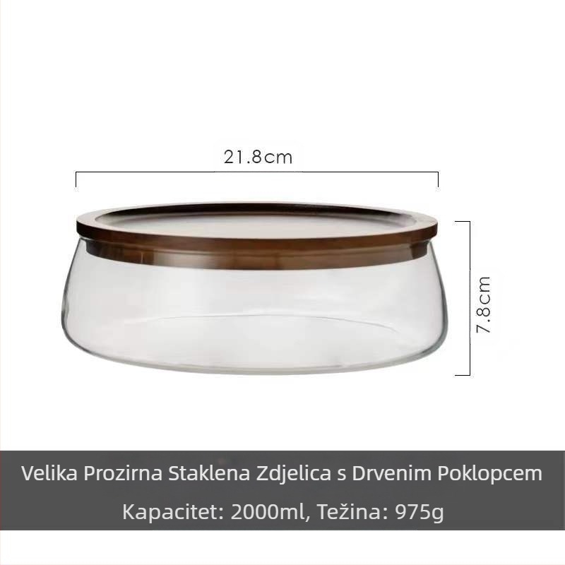 Stakleni tanjur za voće od akacijevog drveta, tanjur za voće, drvena posuda za slatkiše, kutija za pohranu tanjura za suho voće, kutija za pohranu dnevnog boravka, tanjur za grickalice