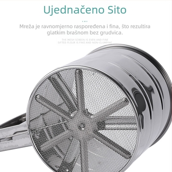 Sijač za prašak za pečenje, ručni poluautomatski sijač brašna od nehrđajućeg čelika, filter za brašno, tip šalice, ručni tip s pritiskom