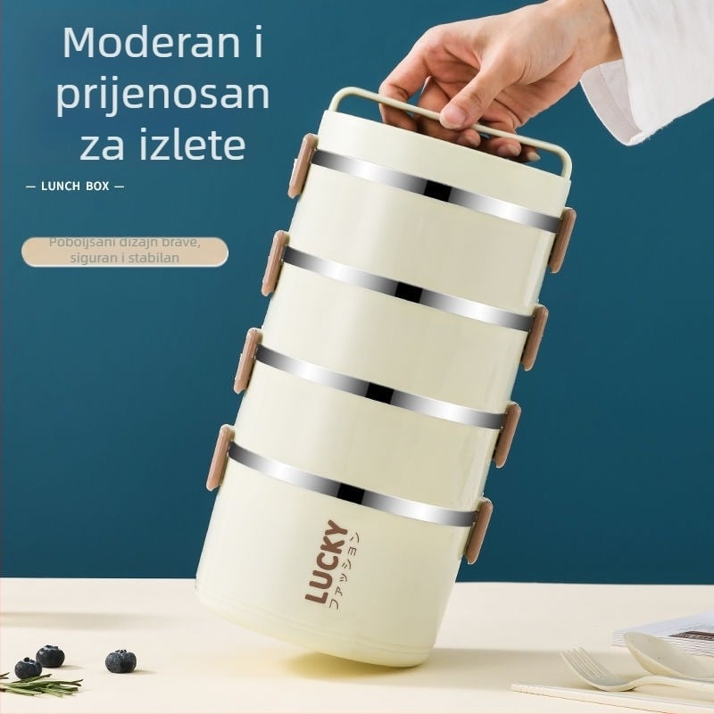 Kutija za ručak od nehrđajućeg čelika, toplinska izolacija, kutija za ručak s poklopcem za uredske radnike, toplinska izolacijska kanta za studente, stil, visoka boja, vrijednost, kutija za ručak s rižom