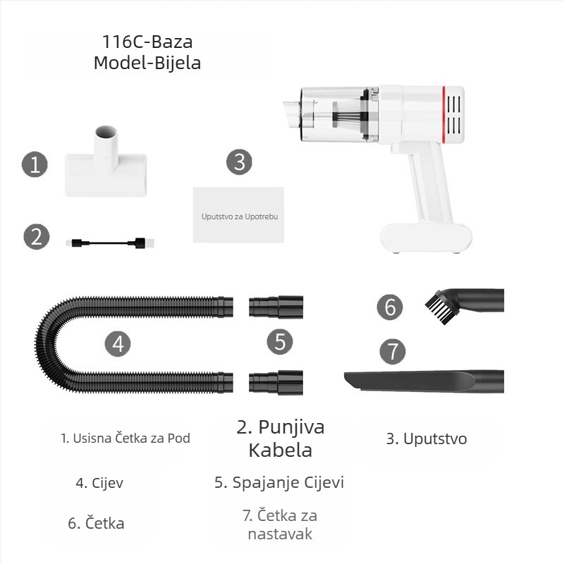 Bežični usisavač za automobil, kućni, dvostruke namjene, višenamjenski, ručni, s punjenjem, motor bez četkica, prijenosni usisavač za automobil, kućne ljubimce, mačju dlaku