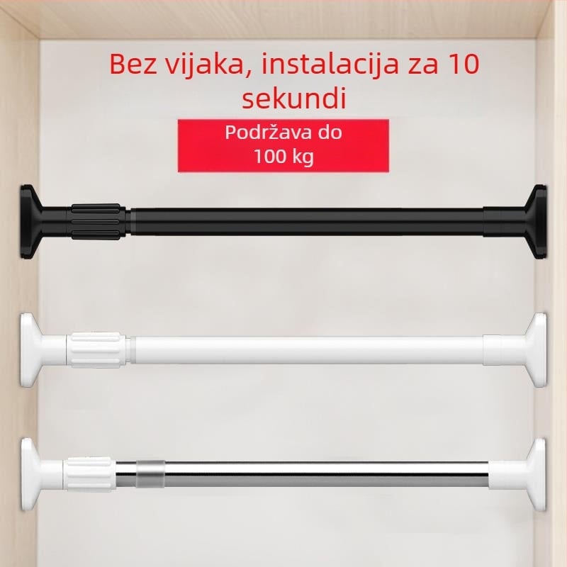 Ormar za odjeću, teleskopska šipka, šipka za vješalicu za odjeću bez bušilica, šipka za sušenje odjeće za WC, prečka, šipka za vješalicu za odjeću, skupljajuća ravna šipka