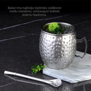 Prekogranična opskrba šalicom Moscow Mule, šalica Moscow Mule, bakrena šalica s hammer točkicama, gola šalica za koktele