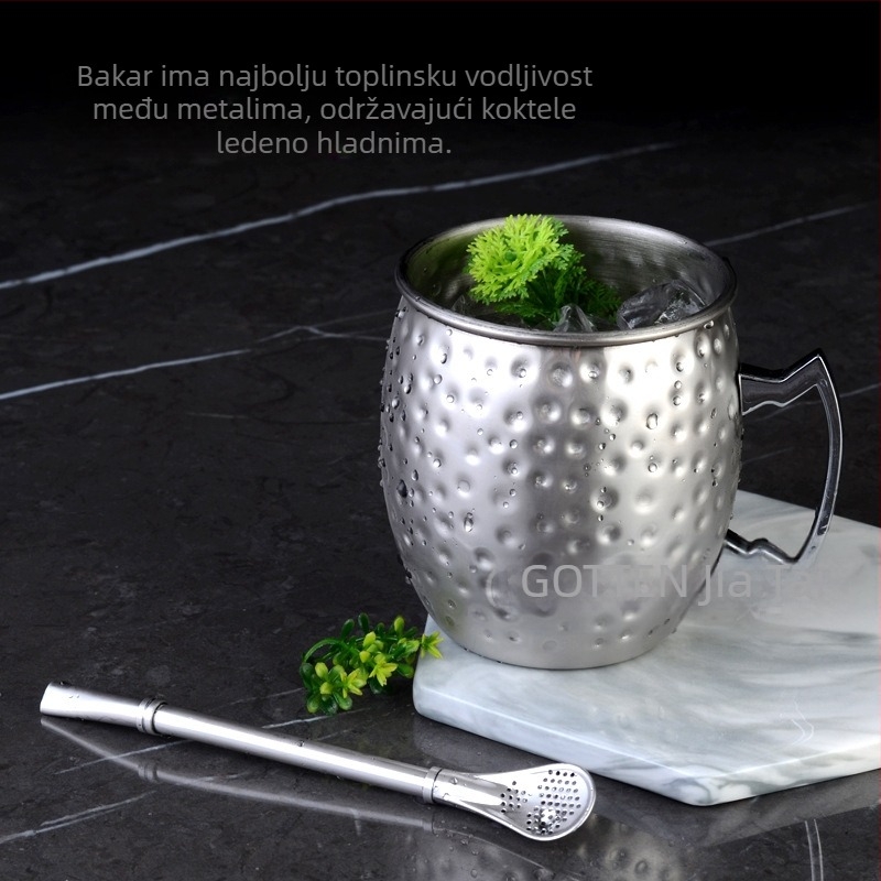 Prekogranična opskrba šalicom Moscow Mule, šalica Moscow Mule, bakrena šalica s hammer točkicama, gola šalica za koktele