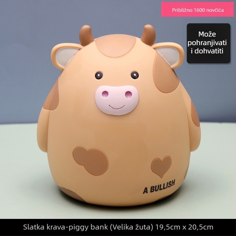 Slatka i slatka dječja kasica prasica s crtanim teletom, kreativni ukrasi za stol, zodijački reklamni poklon, vinilna kasica prasica