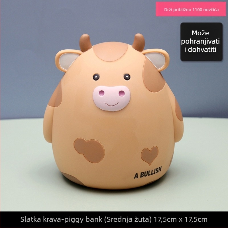 Slatka i slatka dječja kasica prasica s crtanim teletom, kreativni ukrasi za stol, zodijački reklamni poklon, vinilna kasica prasica