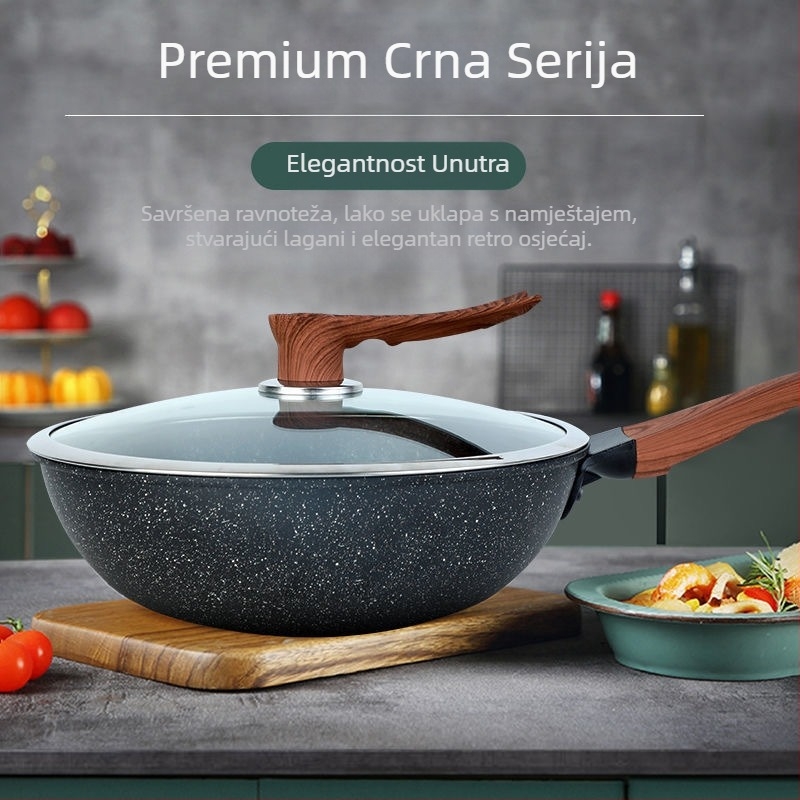 Izravna isporuka iz tvornice: Medicinska kamena tava s neprianjajućim slojem za kućnu upotrebu s manje uljnih isparenja, ravna tava, željezna tava