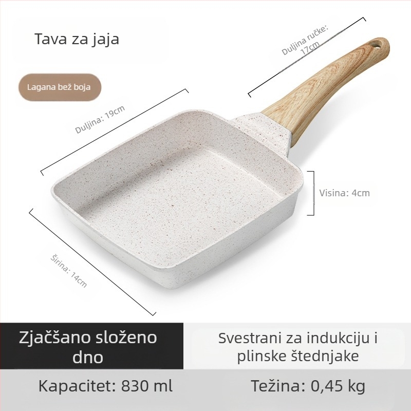 Debela jaja pečena na medicinskom kamenu, kvadratna mini tava za odrezak, doručak, japanska tava za tamagoyaki, tava s neprianjajućim dnom