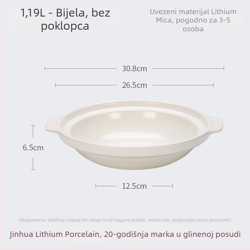 Xyf keramička velika posuda za hotel, ekstra plitka posuda za plinski štednjak s ribljom glavom, komercijalna posuda male veličine s ravnim dnom, visoka otpornost