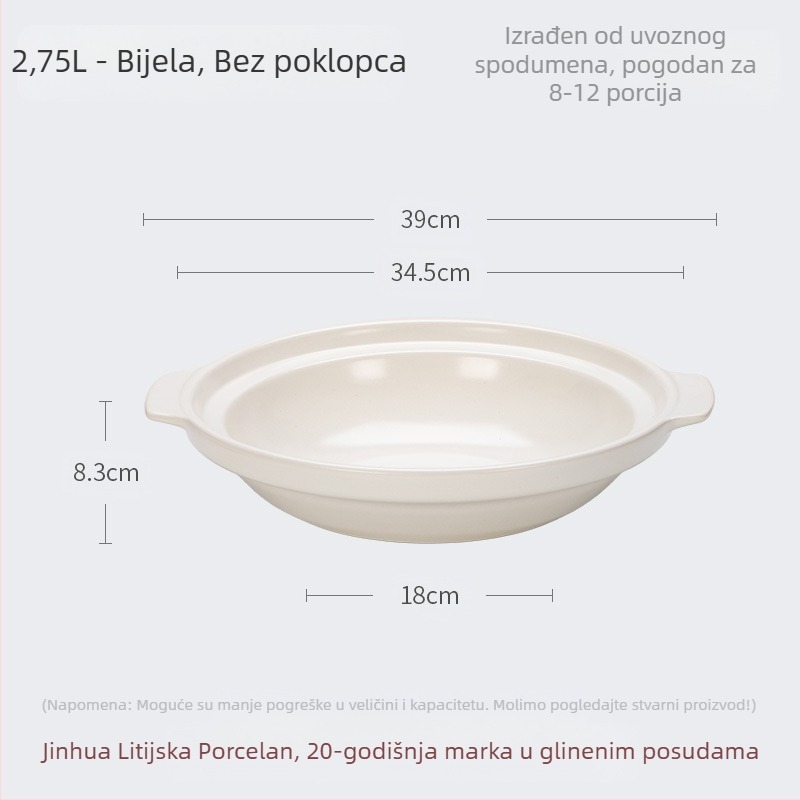 Xyf keramička velika posuda za hotel, ekstra plitka posuda za plinski štednjak s ribljom glavom, komercijalna posuda male veličine s ravnim dnom, visoka otpornost