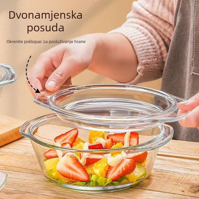 Staklena zdjela s poklopcem, posebna posuda za zagrijavanje u mikrovalnoj pećnici, otporna na visoke temperature, kućanska posuda, velika zdjela za juhu, juha od jaja, zdjela za kuhanje na pari s jajima