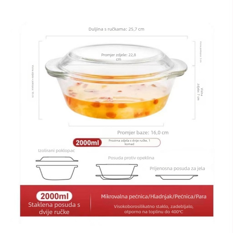 Staklena zdjela s poklopcem, posebna posuda za zagrijavanje u mikrovalnoj pećnici, otporna na visoke temperature, kućanska posuda, velika zdjela za juhu, juha od jaja, zdjela za kuhanje na pari s jajima